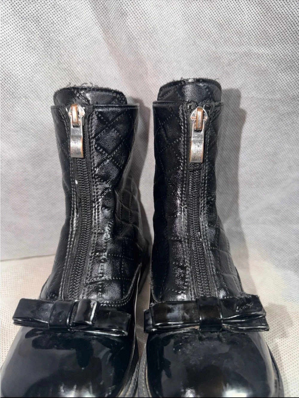 Black Quilted Bow Ankle Boots little girls size 10
